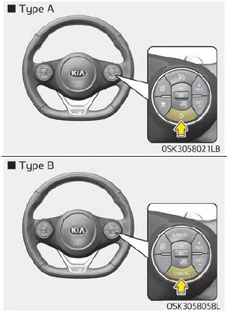 Kia Soul. To cancel Cruise Control system, do one of the following